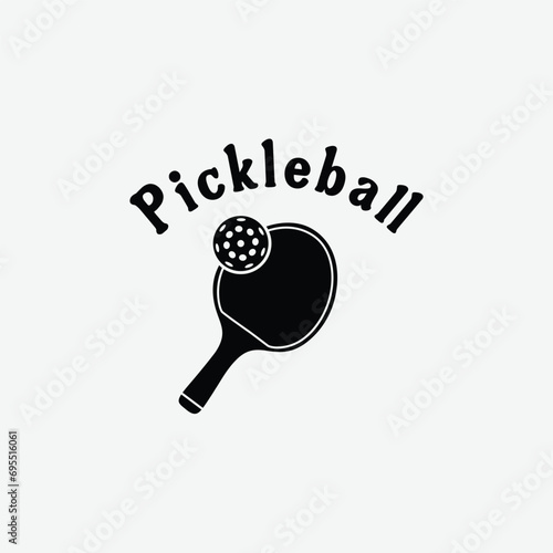 pickleball Icons and a pickleball club vector silhouette illustration