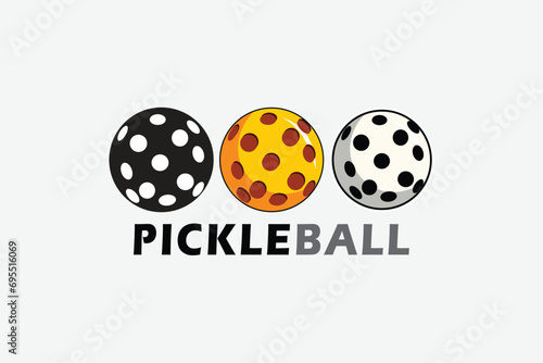 pickleball Icons and a pickleball club vector silhouette illustration