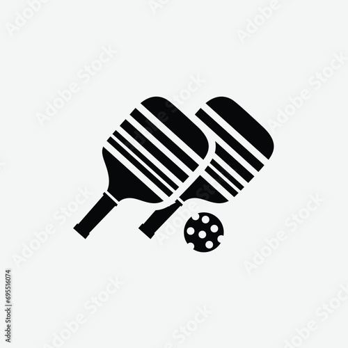 pickleball Icons and a pickleball club vector silhouette illustration