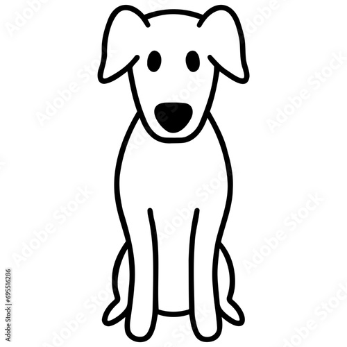 Dog Sitting Cartoon Isolated On White