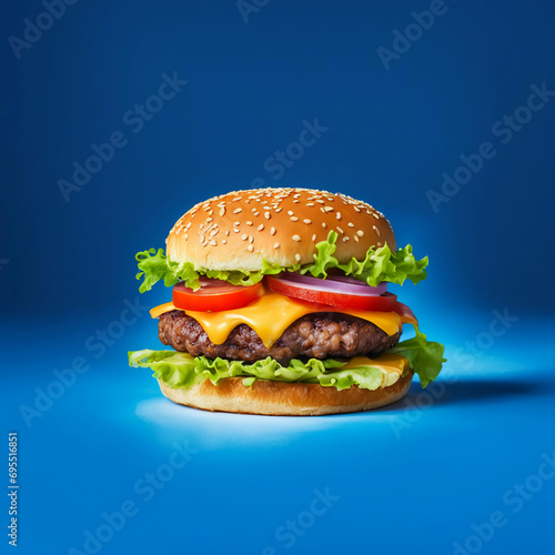 hamburger, food in the catering. artificial intelligence generator, AI, neural network image. background for the design.