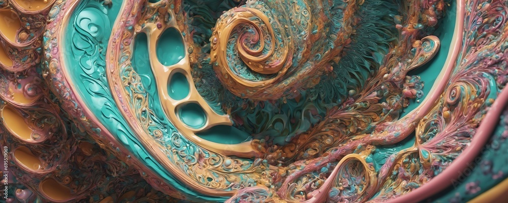 a colorful abstract painting with a spiral design