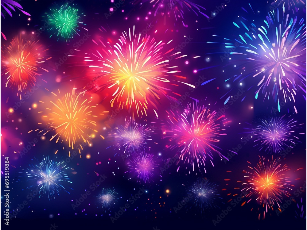Colorful fireworks on the background of the night sky.
