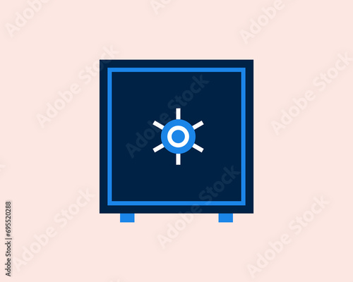 an iron safe for storing money . Vector illustration in flat style design.