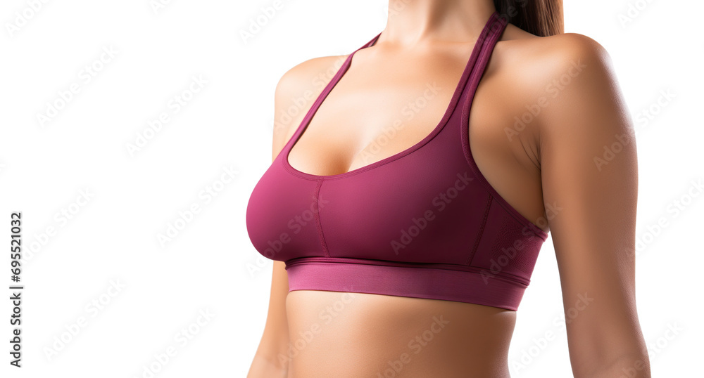 Fit woman in fitness outfit, close-up, cut out Fit woman in fitness outfit, close-up, cut out