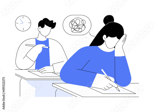 Stressed at the exam isolated cartoon vector illustrations.