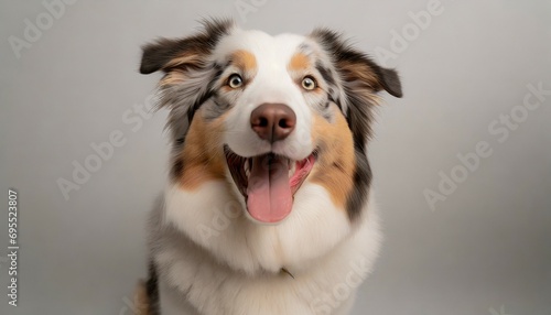 australian shepherd dog looking happy excited on background generative ai
