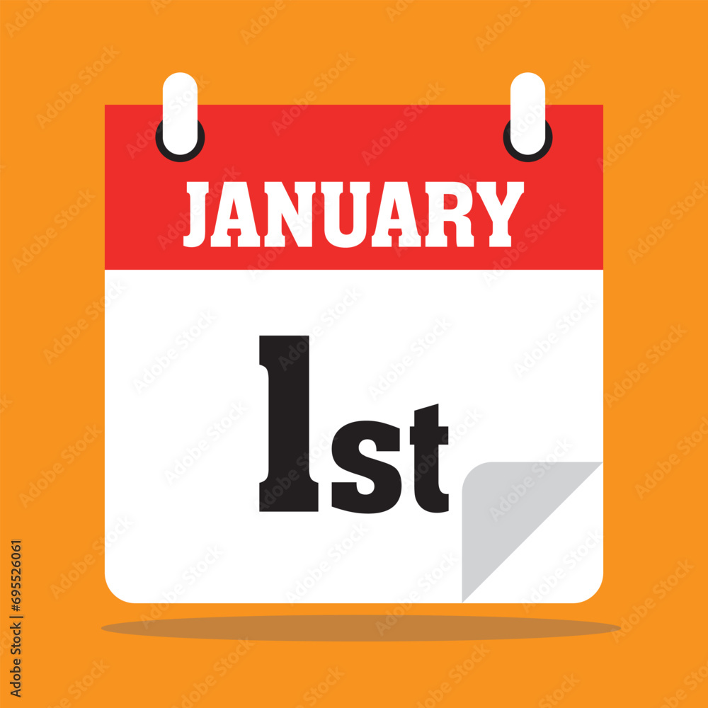 1st January new year calendar. Month Vector icon. 1st January new year calendar. Month Vector icon.