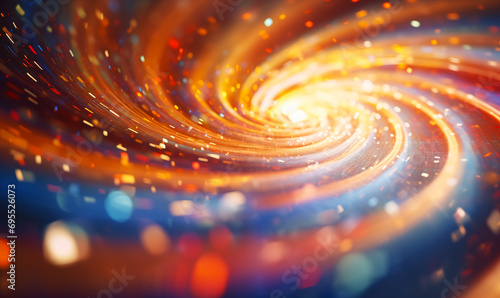 Big data visualization with spinning vortex of light particles, abstract data backgrounds