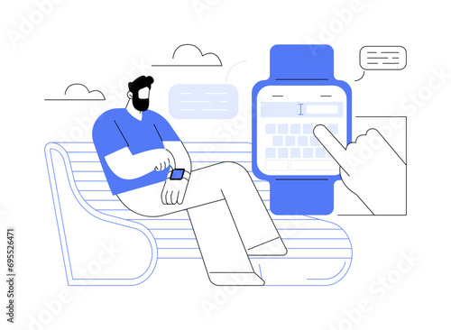 Reply to messages with smartwatch isolated cartoon vector illustrations.