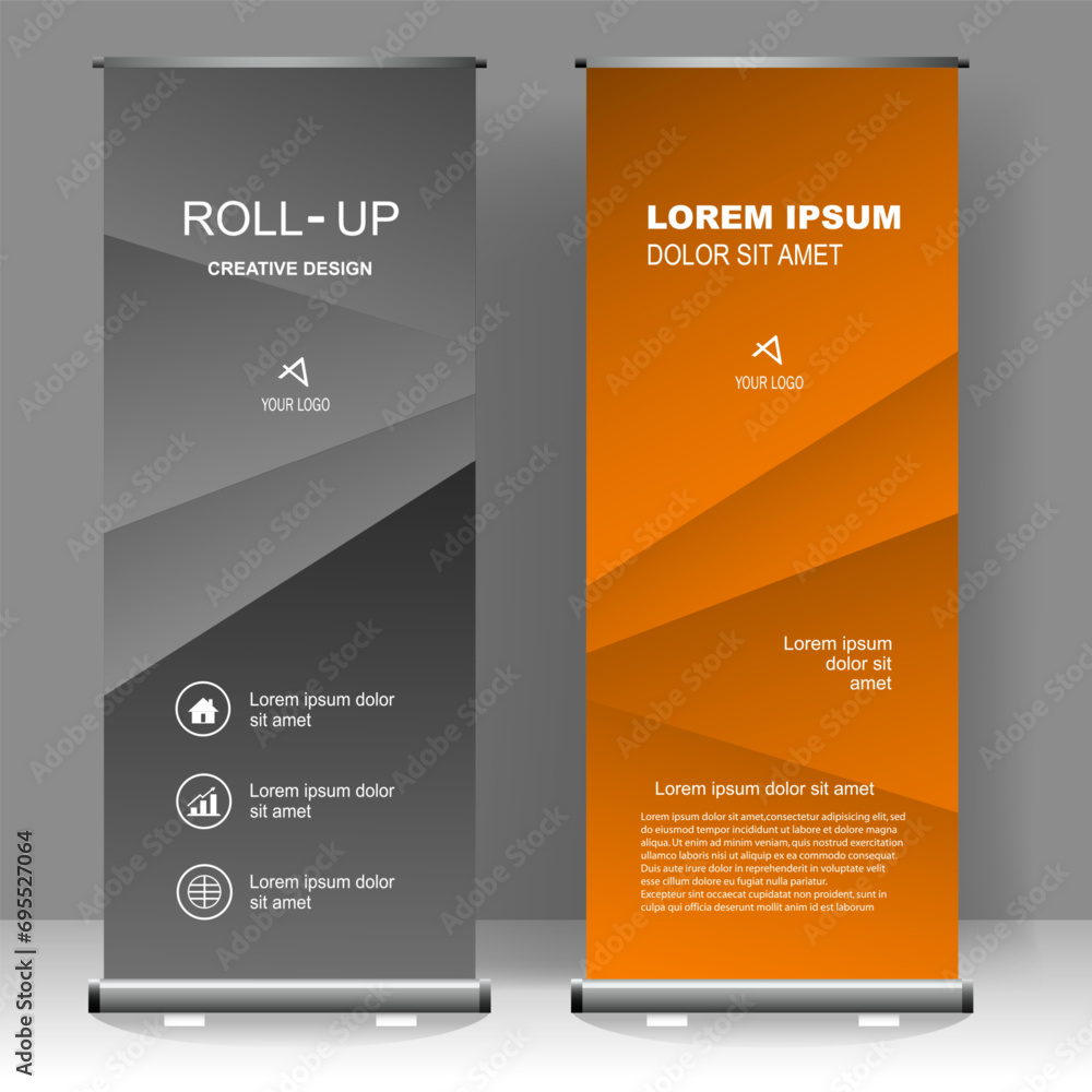 Fototapeta premium Business Roll up banner vertical template design, for brochure, business, flyer, infographics. modern x-banner and flag-banner advertising. vector illustration