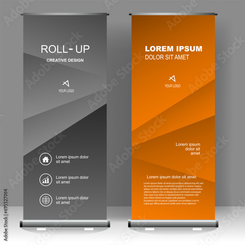 Business Roll up banner vertical template design, for brochure, business, flyer, infographics. modern x-banner and flag-banner advertising. vector illustration