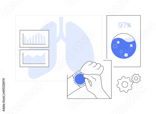 Smartwatch blood oxygen level monitoring isolated cartoon vector illustrations.