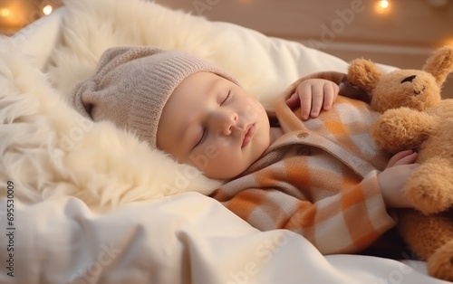 Cute baby sleeping in a com...