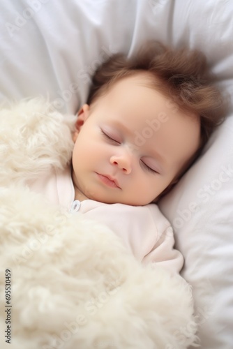 Cute baby sleeping in a com...