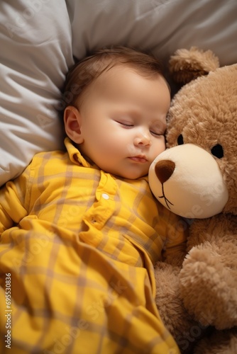 Cute baby sleeping in a com...