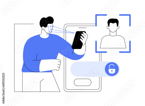 Facial recognition isolated cartoon vector illustrations.