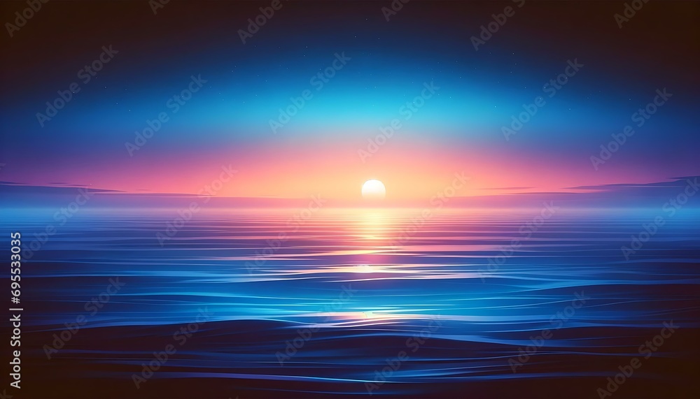 Gradient color background image with a tranquil ocean at dusk theme