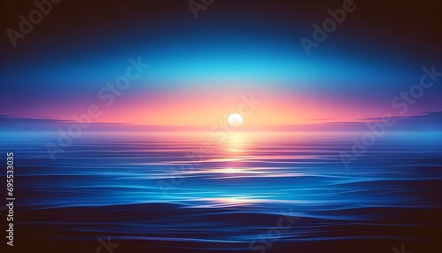 Gradient color background image with a tranquil ocean at dusk theme