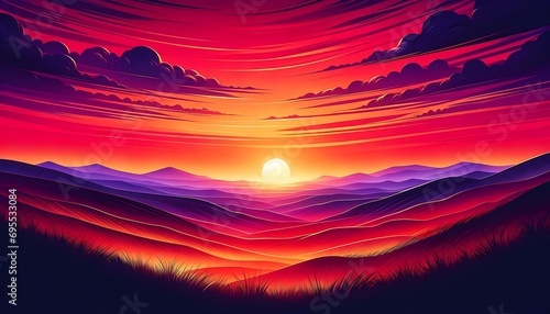 Gradient color background image with a fiery savannah sunset theme