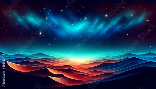 Gradient color background image with a mystical starry desert theme