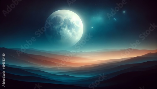 Gradient color background image with an ethereal moonlit desert theme