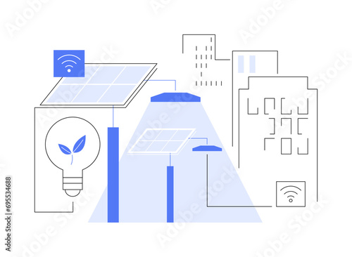 Smart city street lighting isolated cartoon vector illustrations.
