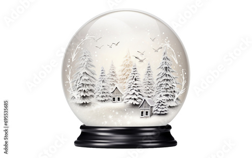 Magical Festive Snow Globe Unveiling the Beauty of a Wintry Landscape Isolated on Transparent Background PNG.