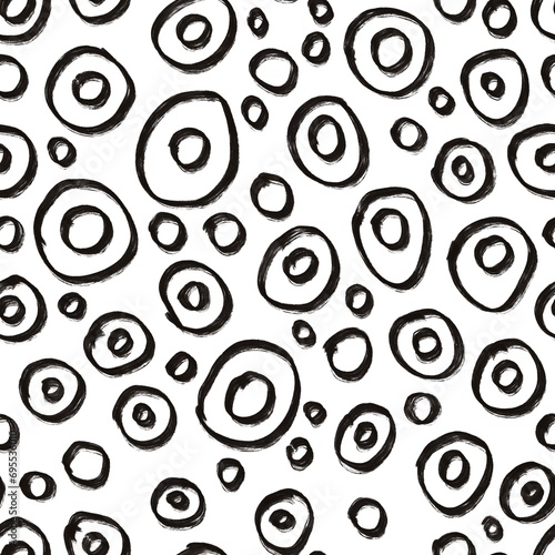 Seamless abstract geometric pattern. Simple background with black circles on white background. Digital textured. Design for textile fabrics  wrapping paper  background  wallpaper  cover.
