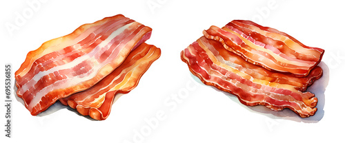 Bacon, watercolor clipart illustration with isolated background.