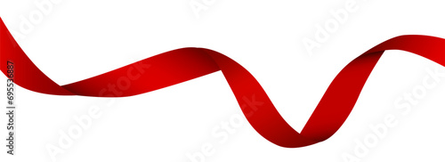 Red ribbon on an isolated background, twisted into a curl. Challon festive realistic ribbon for designs. Vector  photo