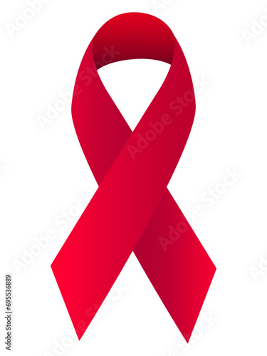A realistic red ribbon is a symbol of hunger, sickness, cancer and other serious diseases. A symbol of the fight against diseases. Vector illustration