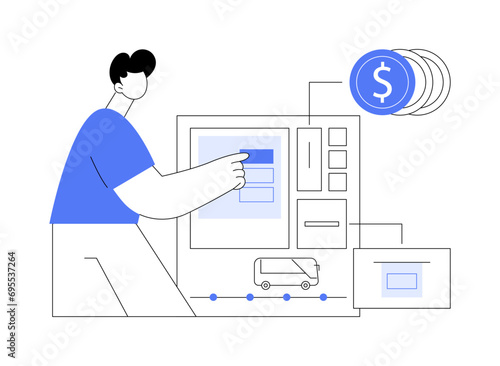 Ticket machine isolated cartoon vector illustrations.
