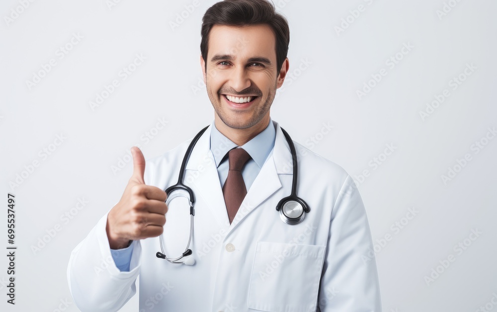 A physician man showing thumb up A physician man showing thumb up