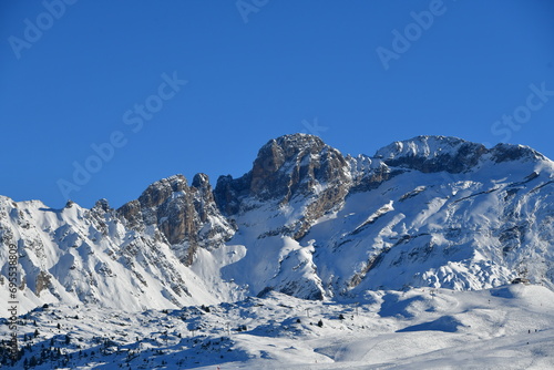 Snowcapped mountain in French alps