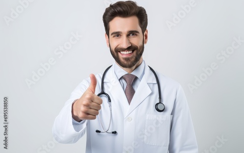 A physician man showing thumb up