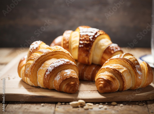 croissant on wooden table