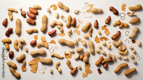 A high-quality image displaying peanuts in various forms--whole, crushed, and ground--arranged in an informative and visually appealing manner.
