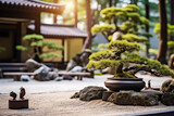 Minimalist zen japanese garden for spiritual meditation and relaxation