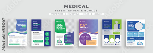 Professional layouts for medical healthcare flyer, poster, brochure, and newsletter design, perfect for health services