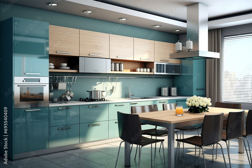 Obraz premium Interesting kitchen in blue
