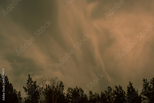 smeared clouds in the evening sky