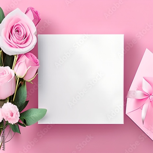 valentine card with roses and heart