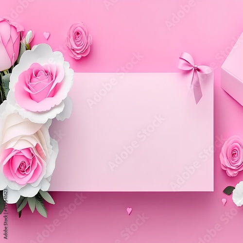valentine card with roses and heart
