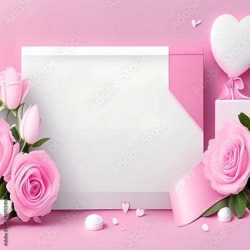 valentine card with roses and heart