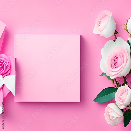 valentine card with roses and heart