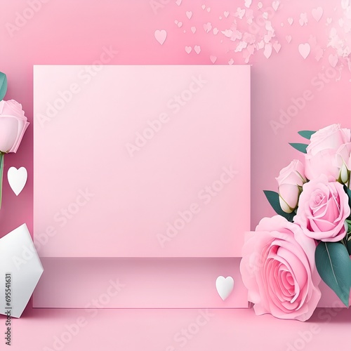 valentine card with roses and heart