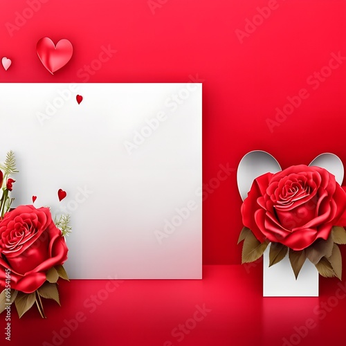 valentine card with roses and heart