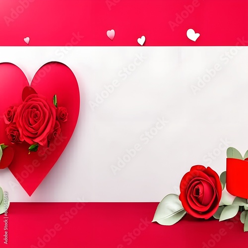 valentine card with roses and heart
