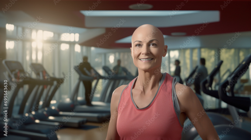 A fitness instructor leading a workout for cancer survivors. A fitness instructor leading a workout for cancer survivors.